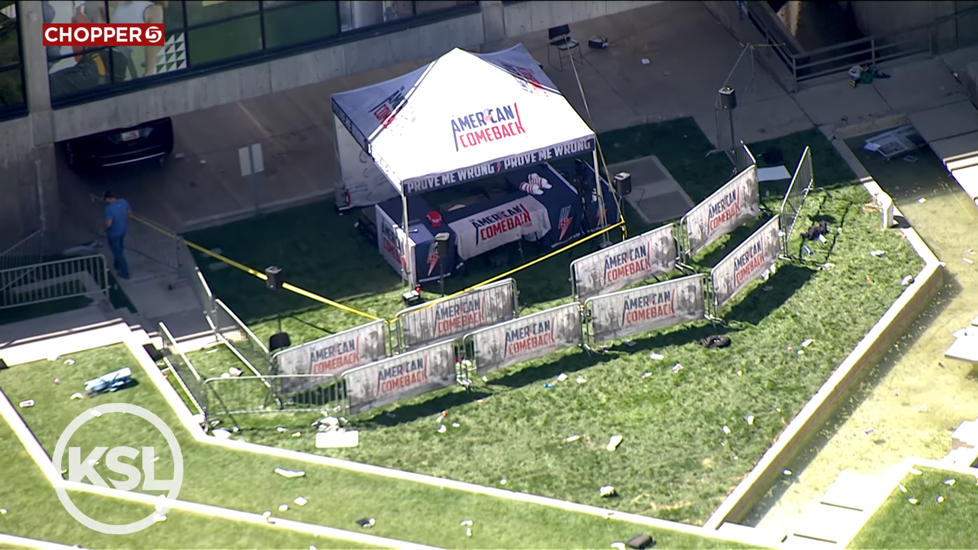 Aerial view of Utah Valley University after the Charlie Kirk shooting