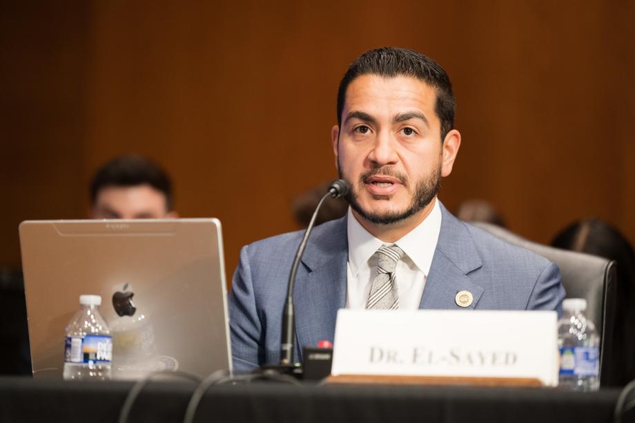 Abdul El-Sayed testifying at a U.S. Senate committee hearing in 2024