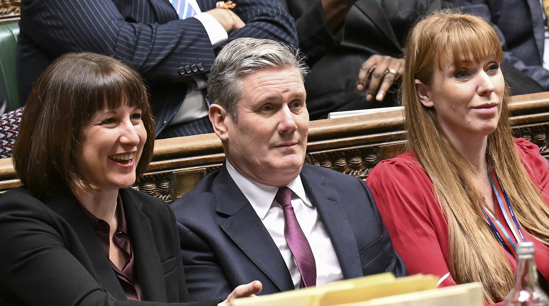 Keir Starmer in the House of Commons with Rachel Reeves and Angela Rayner.
