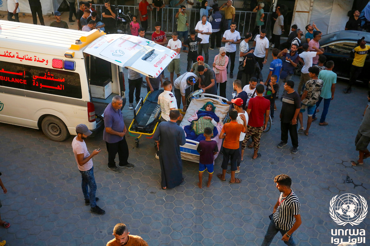 Patients being evacuated from Al-Aqsa Martyrs Hospital in Deir al-Balah, Gaza Strip.