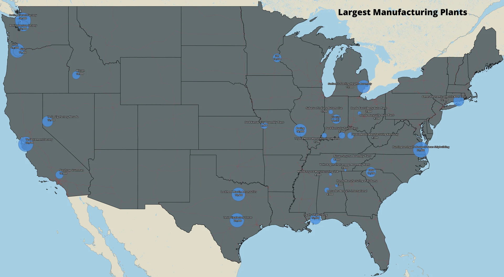 Largest manufacturing plants in the US