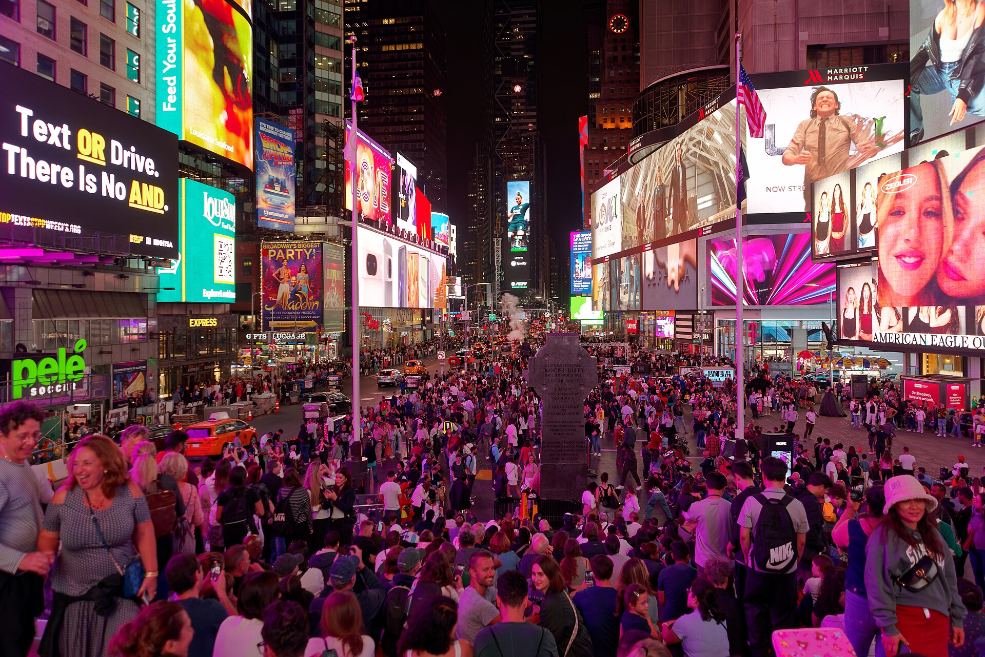 Times Square in Manhattan, where a woman stabbed two people on Aug. 31, 2026.