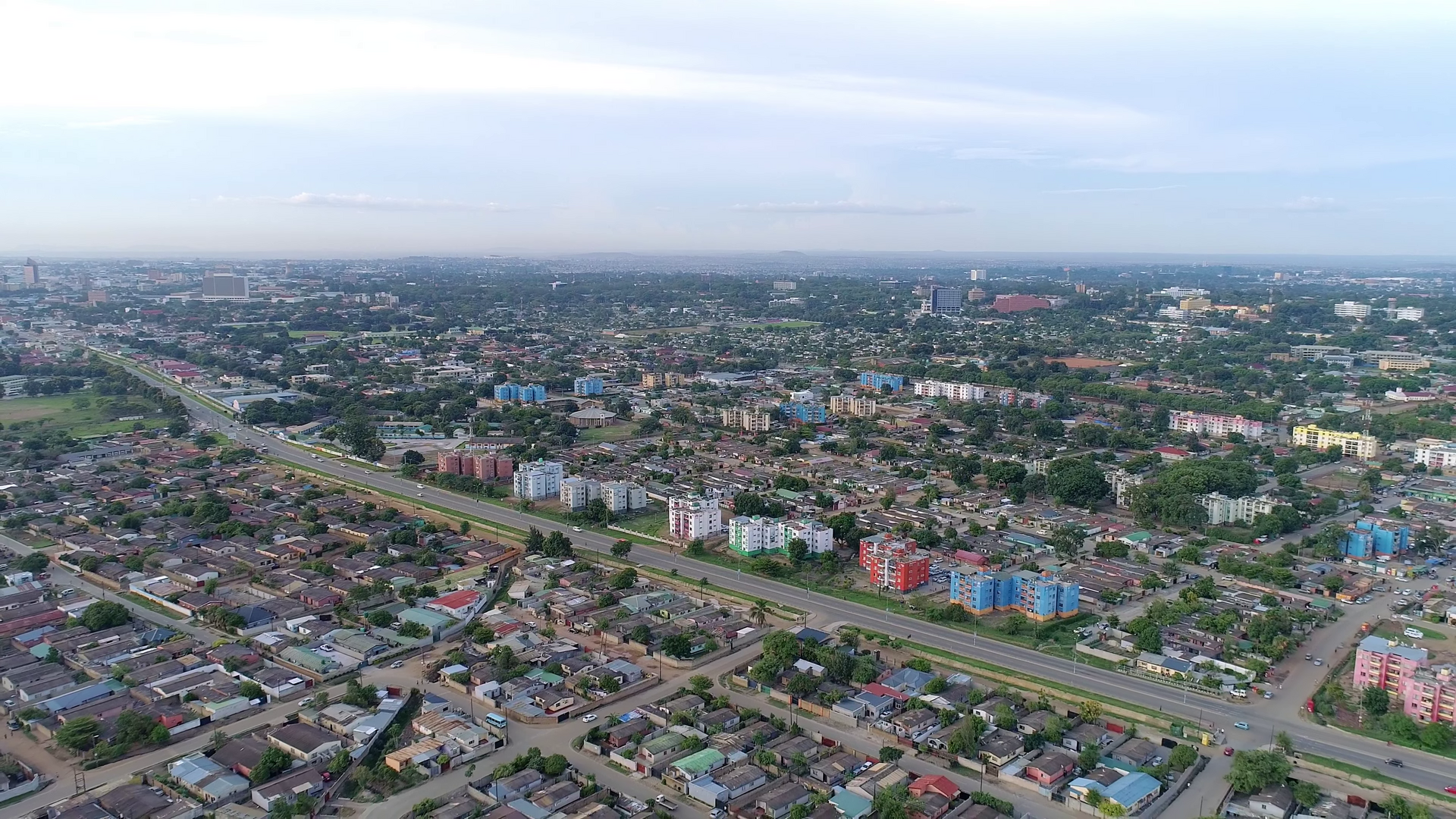 Aerial view of Lusaka, where Mundubile was detained after a post-election raid and a stay at a UN building.